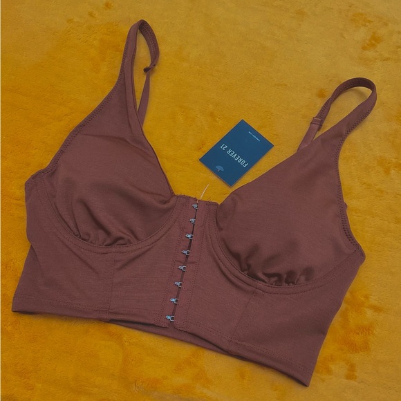 FOREVER 21 Brown hook and eye corset top - Picture 2 of 5